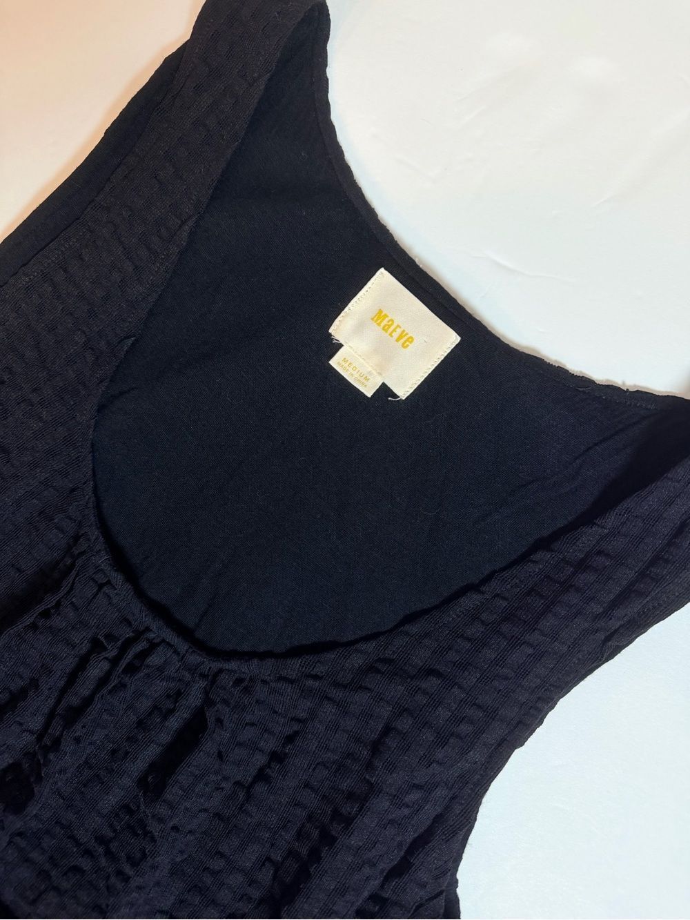 Anthropologie Maeve Melanie Shift Dress Medium Black Textured Boho